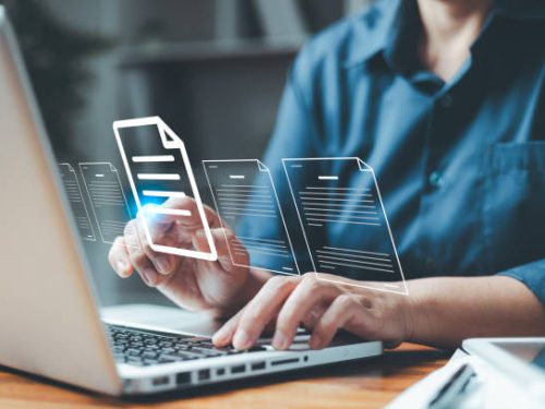 Electronic document management system concept, searching and business managing files online document database, efficient archiving and company information datum. Technology digital asset management.